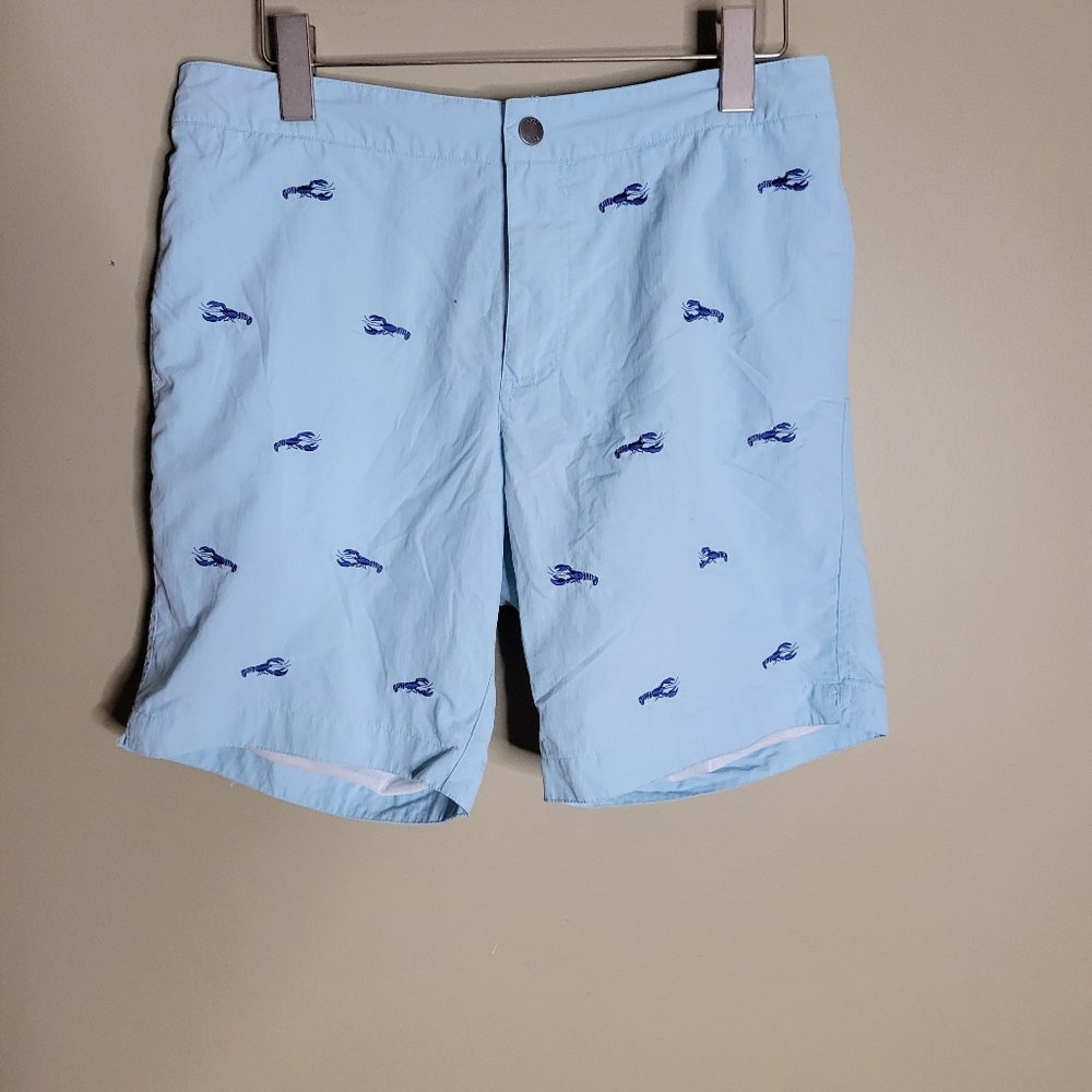 Boto 8.5 Inseam Aruba Lobster Embroidered Swim Trunks Size 33